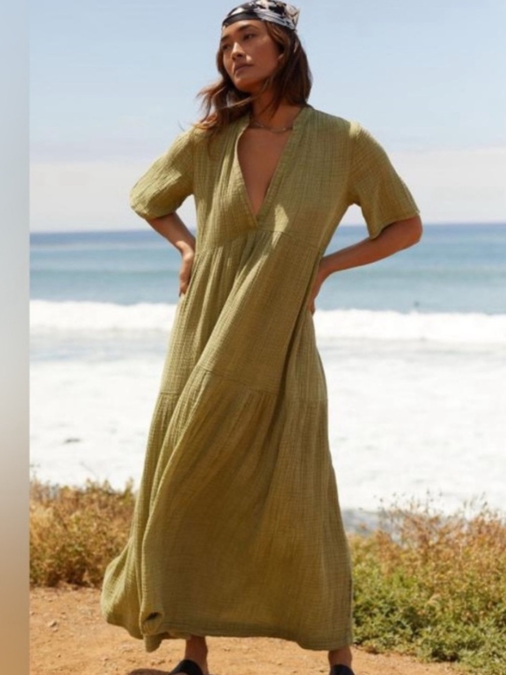 Anthropologie The Kallie Dress Flowy Maxi Dress Cotton Gauze Small